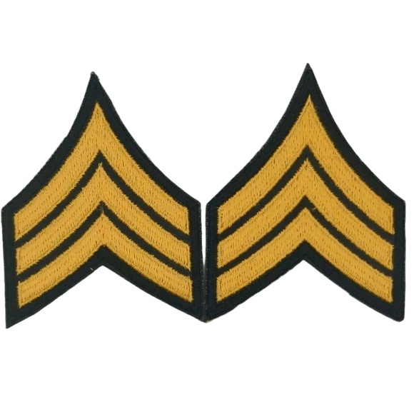 Other - Army Sergeant E-5 Gold GREEN Rank Insignia Chevron Patches